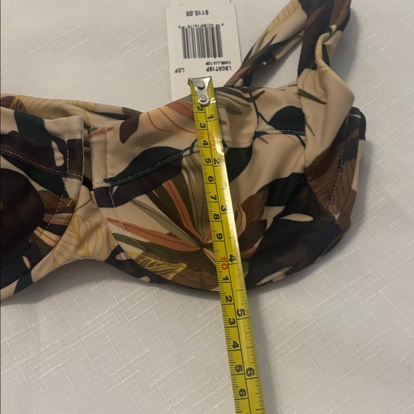 L*Space Tan Multi Lotus Land floral bikini top SZ SM Palm leaves vacay beach NWT - Picture 5 of 9